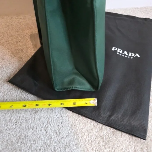 PRADA Beauty Forest Green Tote Bag with Strap & Dust Bag NEW!! - Picture 11 of 16